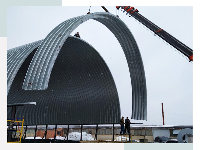 Полукруглые ангары в Городце